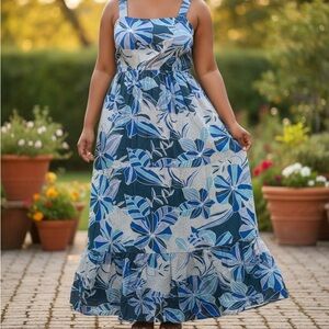 Avenue Blue Floral Maxi Dress